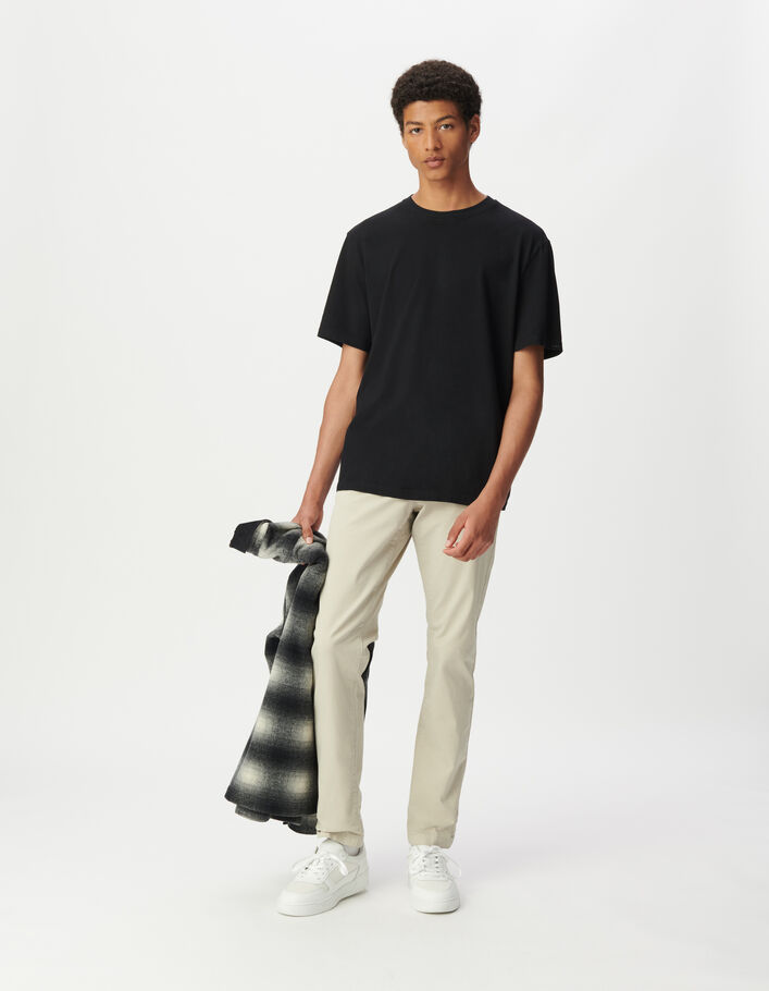 T-shirt noir col rond manches courtes Homme