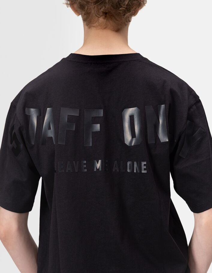 T-shirt manches courtes noir maxi message dos gar&ccedil;on