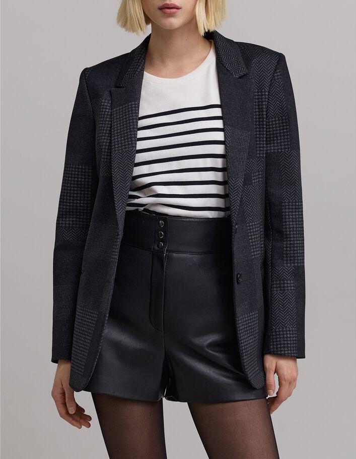 Veste de costume grise maille Milano effet patchwork Femme