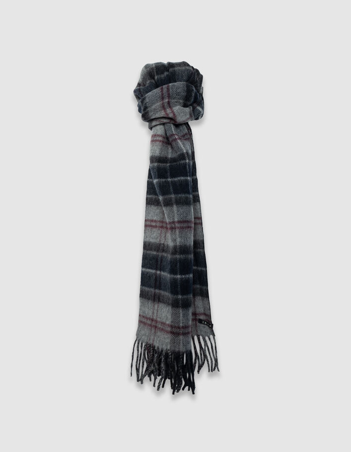 Echarpe grise et noire motif carreaux biface Homme