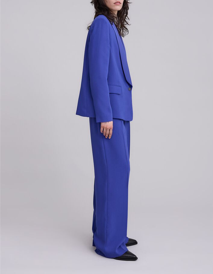 Pantalon de costume large bleu roi ceinture double Femme