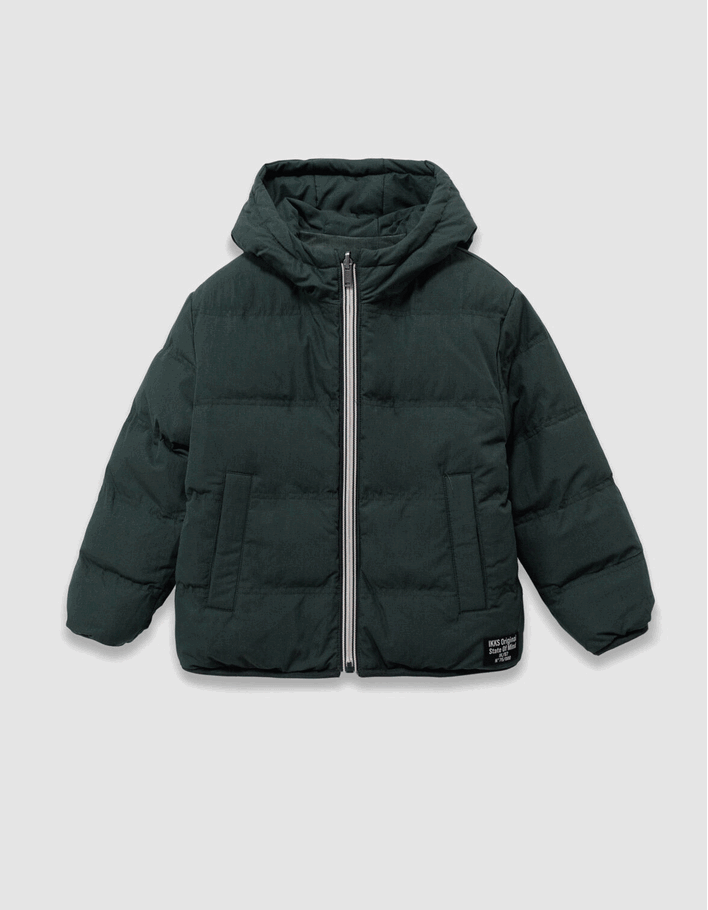 Doudoune r&eacute;versible verte velours matelass&eacute;e gar&ccedil;on