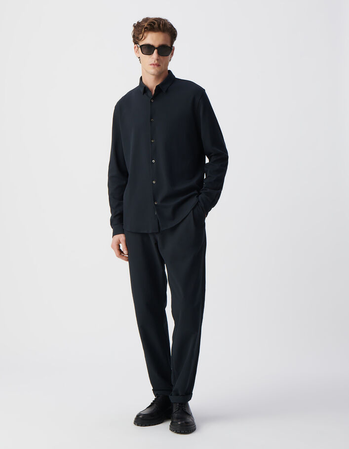 Chemise REGULAR marine manches longues Interlock Homme