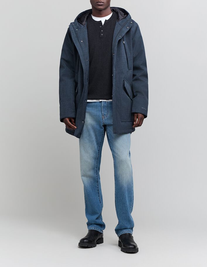 Parka indigo matelass&eacute;e effet denim Homme