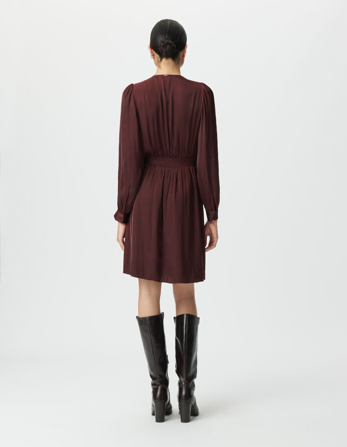 Robe bordeaux boutons recouverts Femme