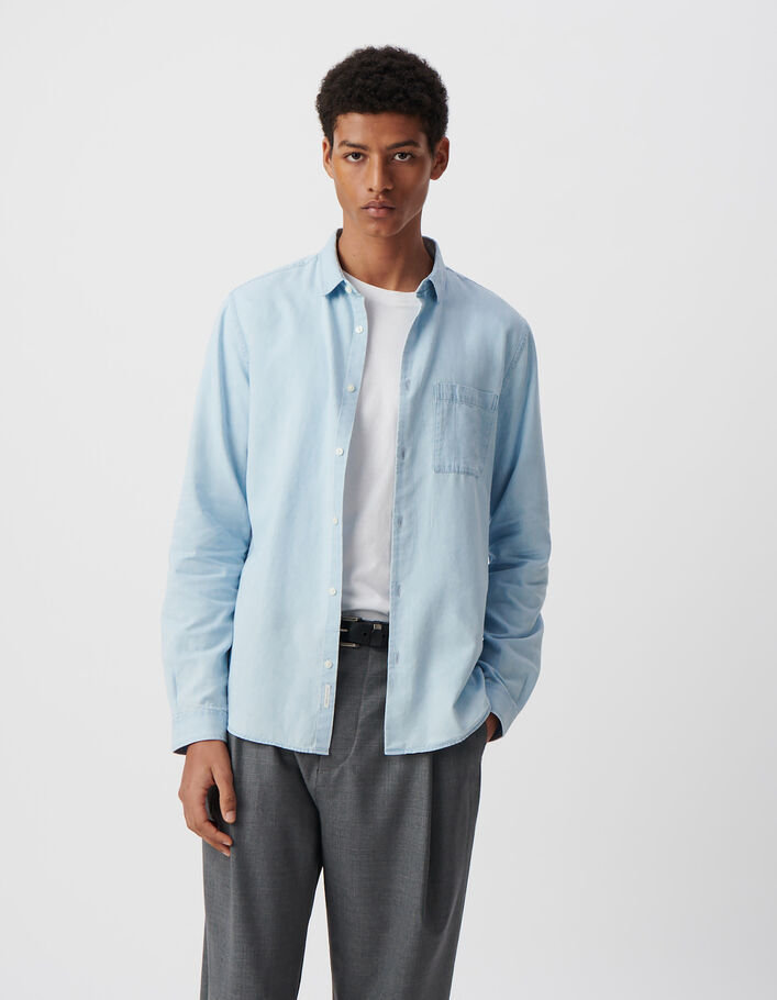 Chemise REGULAR bleue coton et Lyocell&reg; Homme