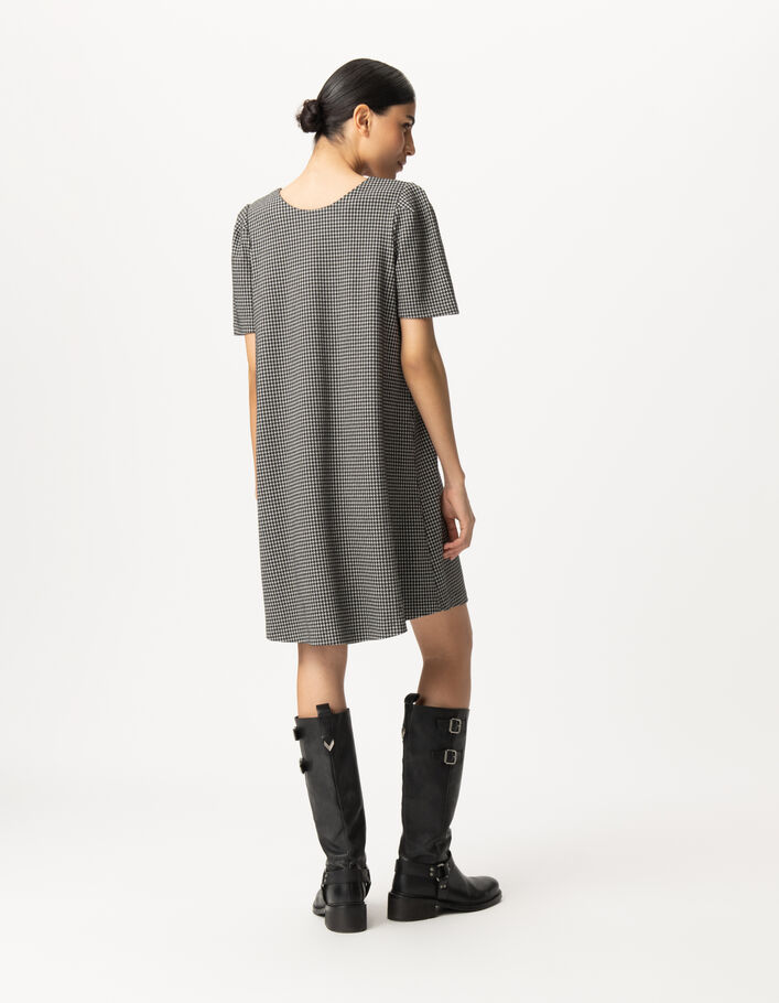 Robe noire motif pied-de-poule r&eacute;versible devant/dos Femme