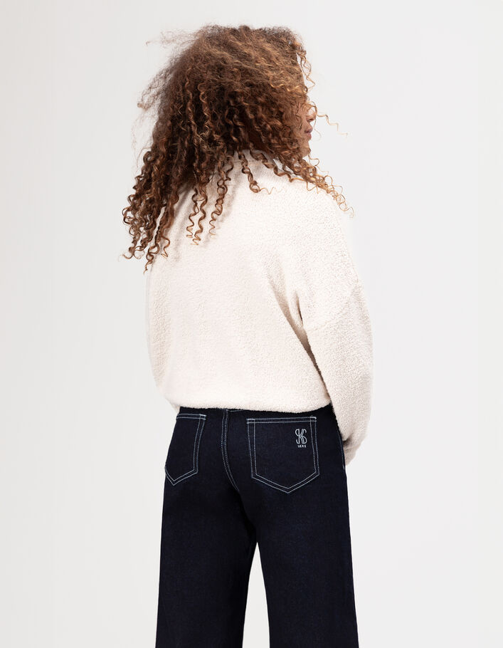 Jean large marine avec revers fixes fille