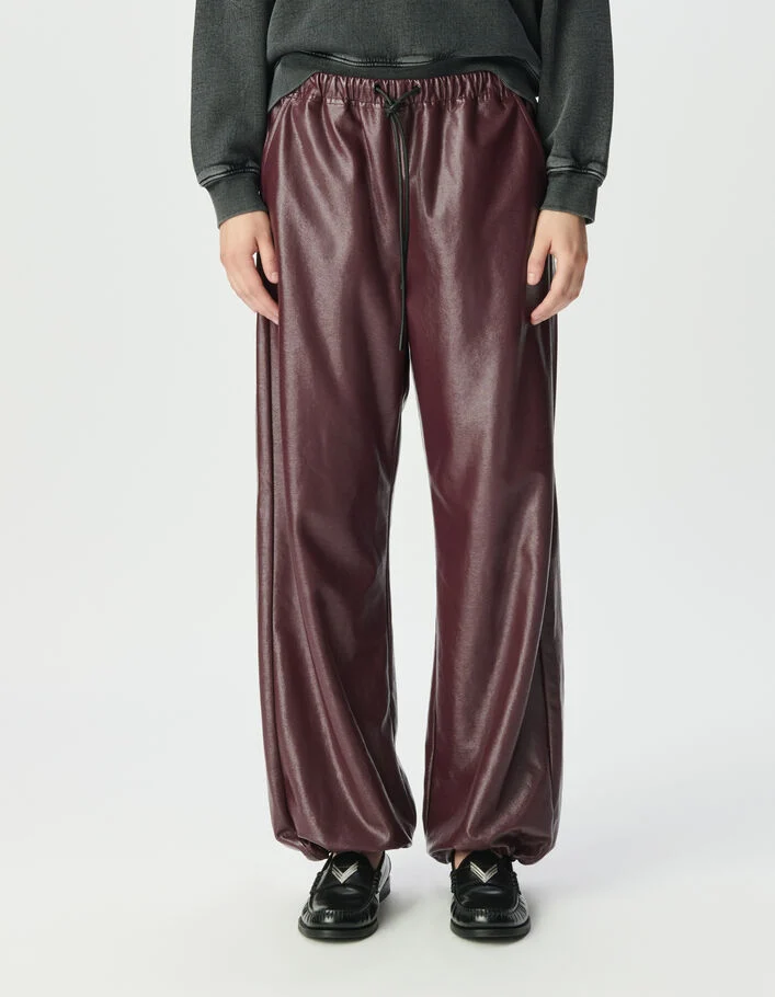 Pantalon bordeaux esprit vinyle Femme