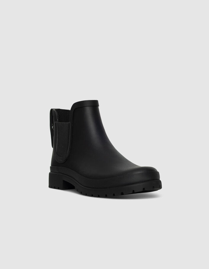 Chelsea boots de pluie noirs semelles crant&eacute;es Femme