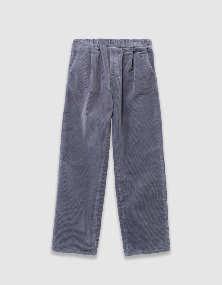 Pantalon chino loose bleu velours c&ocirc;tel&eacute; gar&ccedil;on
