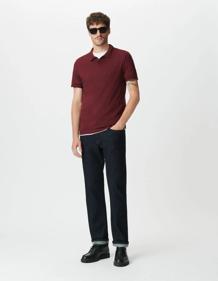 Polo bordeaux coton modal manches courtes Homme