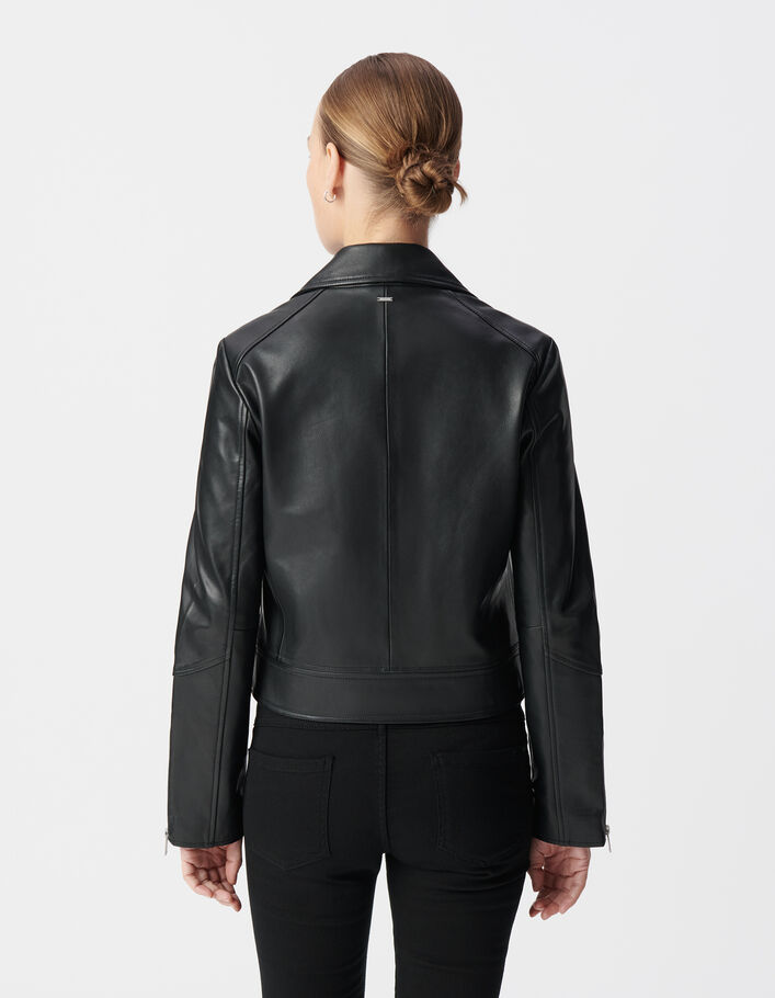 Blouson noir cuir esprit motard Femme