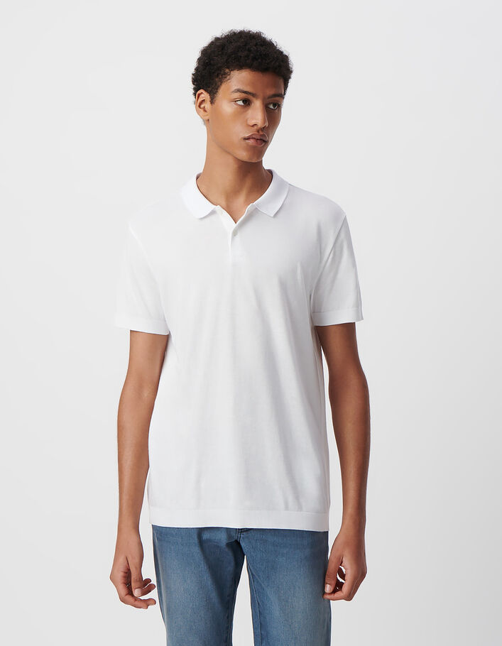 Polo blanc en coton modal Homme
