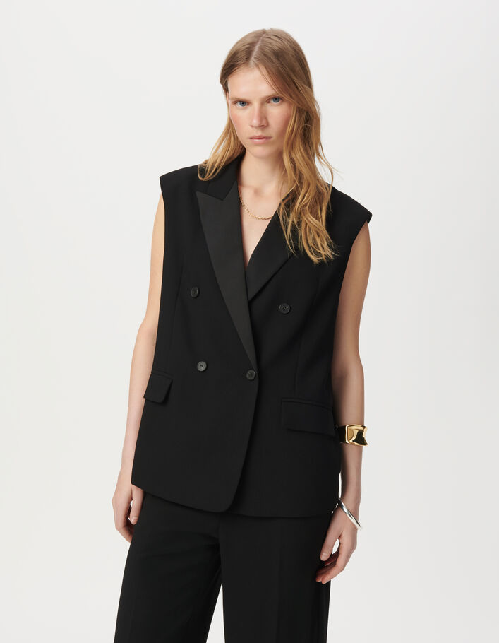 Veste de tailleur noire polyester recycl&eacute; Femme
