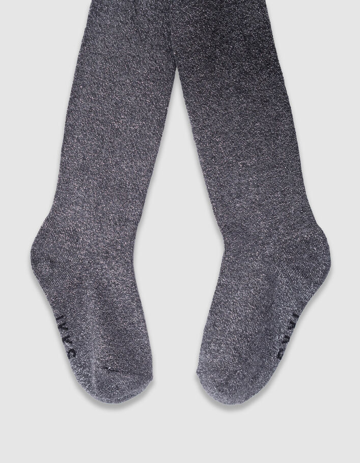 Collants gris tricot paillet&eacute; argent fille