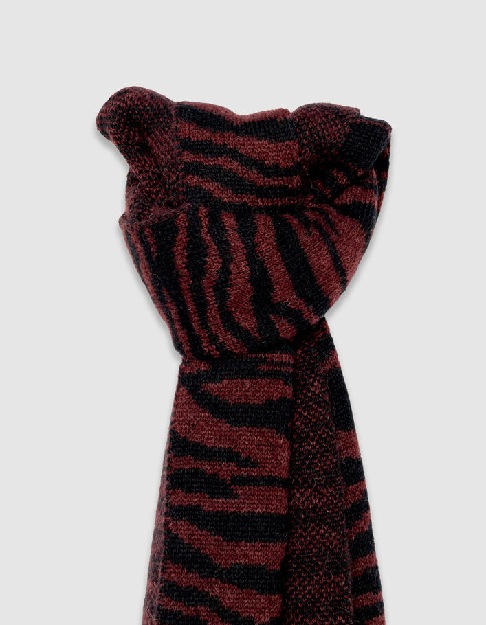 Echarpe bordeaux tricot jacquard z&egrave;bre Femme