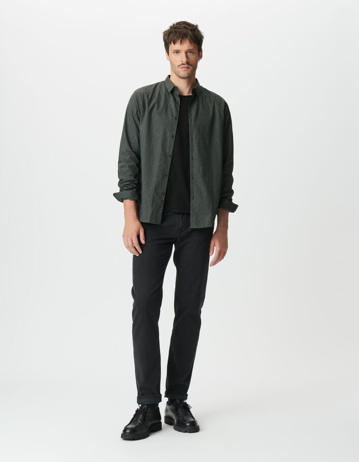 Chemise slim kaki tissu Liberty &reg; imprim&eacute; baroque Homme