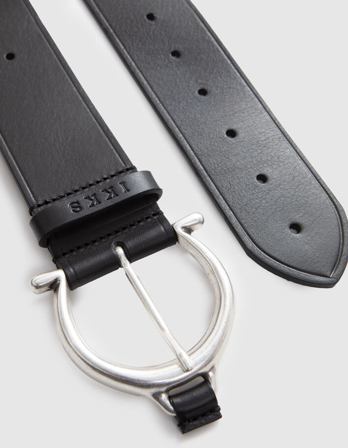 Ceinture robe cuir silver boucle ronde Femme