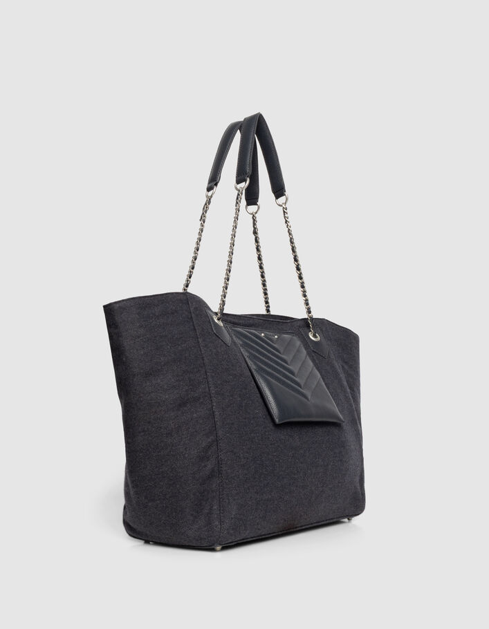 Sac cabas 1440 marine mix flanelle et cuir Taille XL Femme