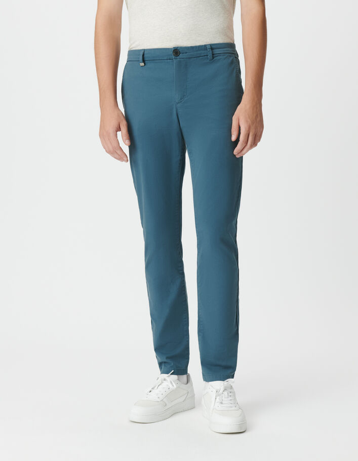 Pantalon chino slim bleu gris&eacute; Homme