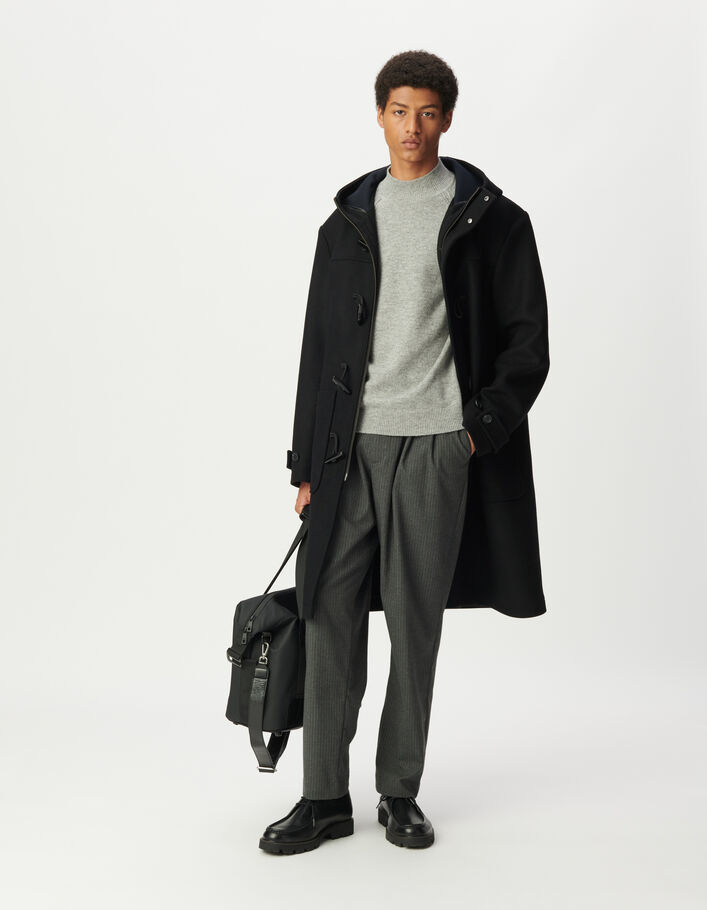 Manteau noir esprit duffle coat drap de laine Homme