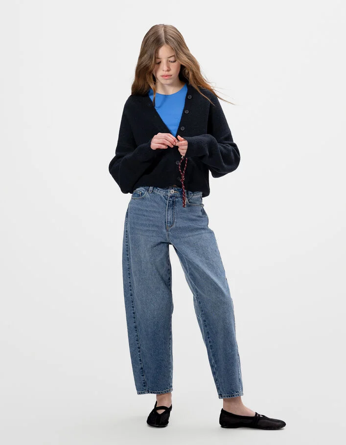 Cardigan noir boutonn&eacute; maille douce fille