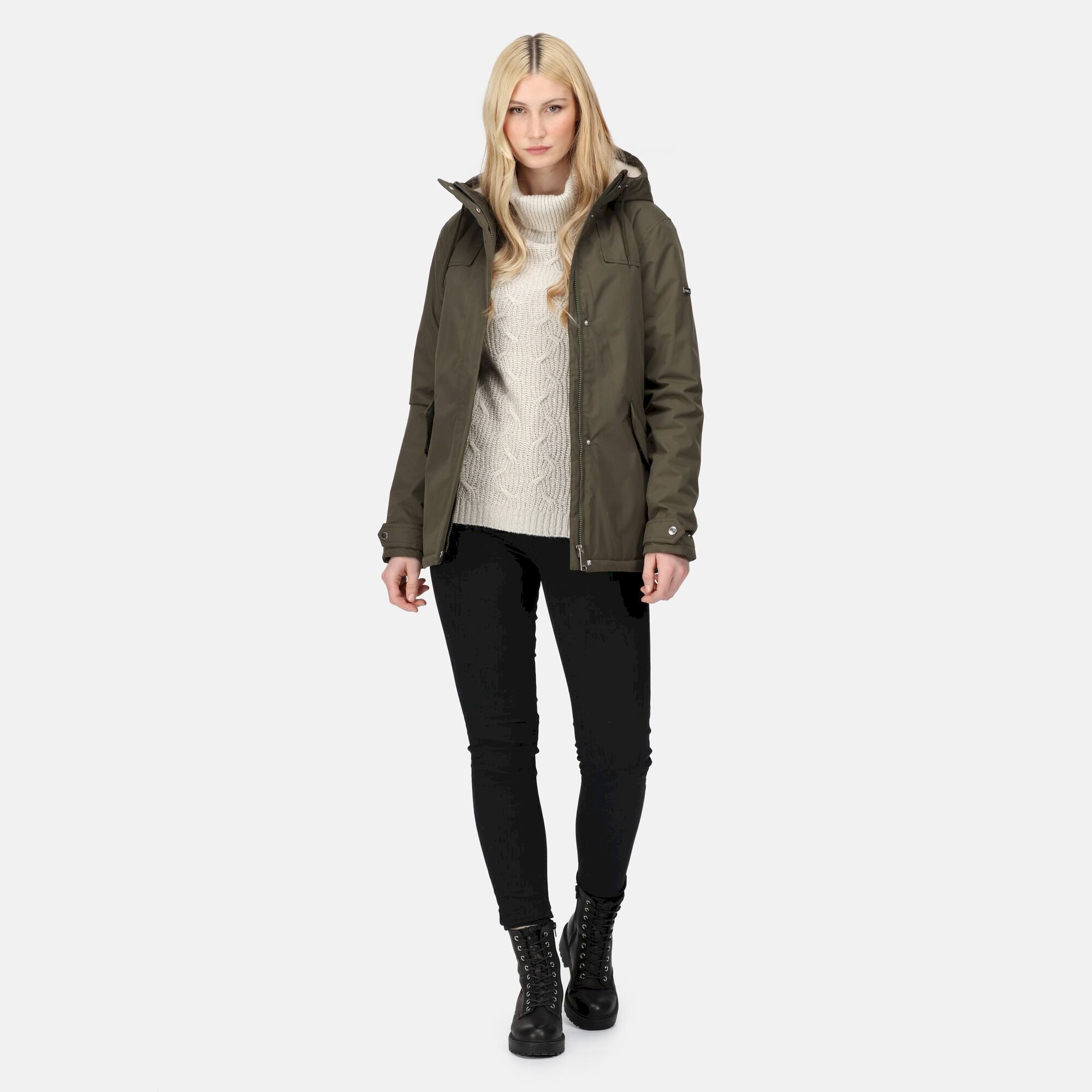 Women's Bria Fur Lined Waterproof Jacket | Dark Khaki