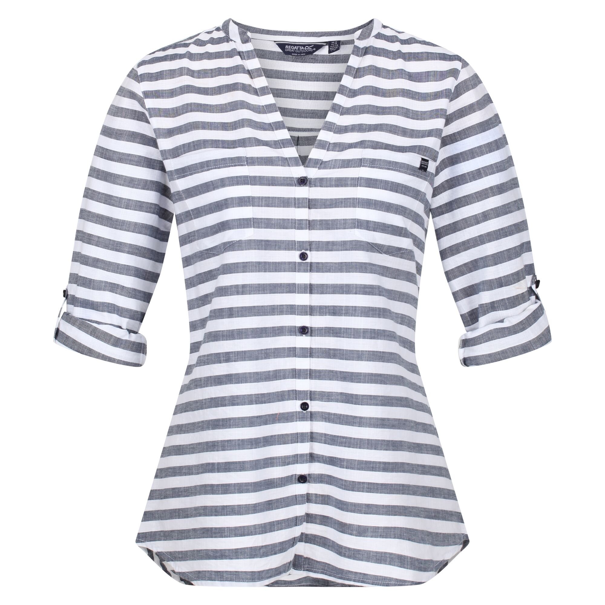 Women's Malaya Long Sleeve Shirt | White Navy Stripe