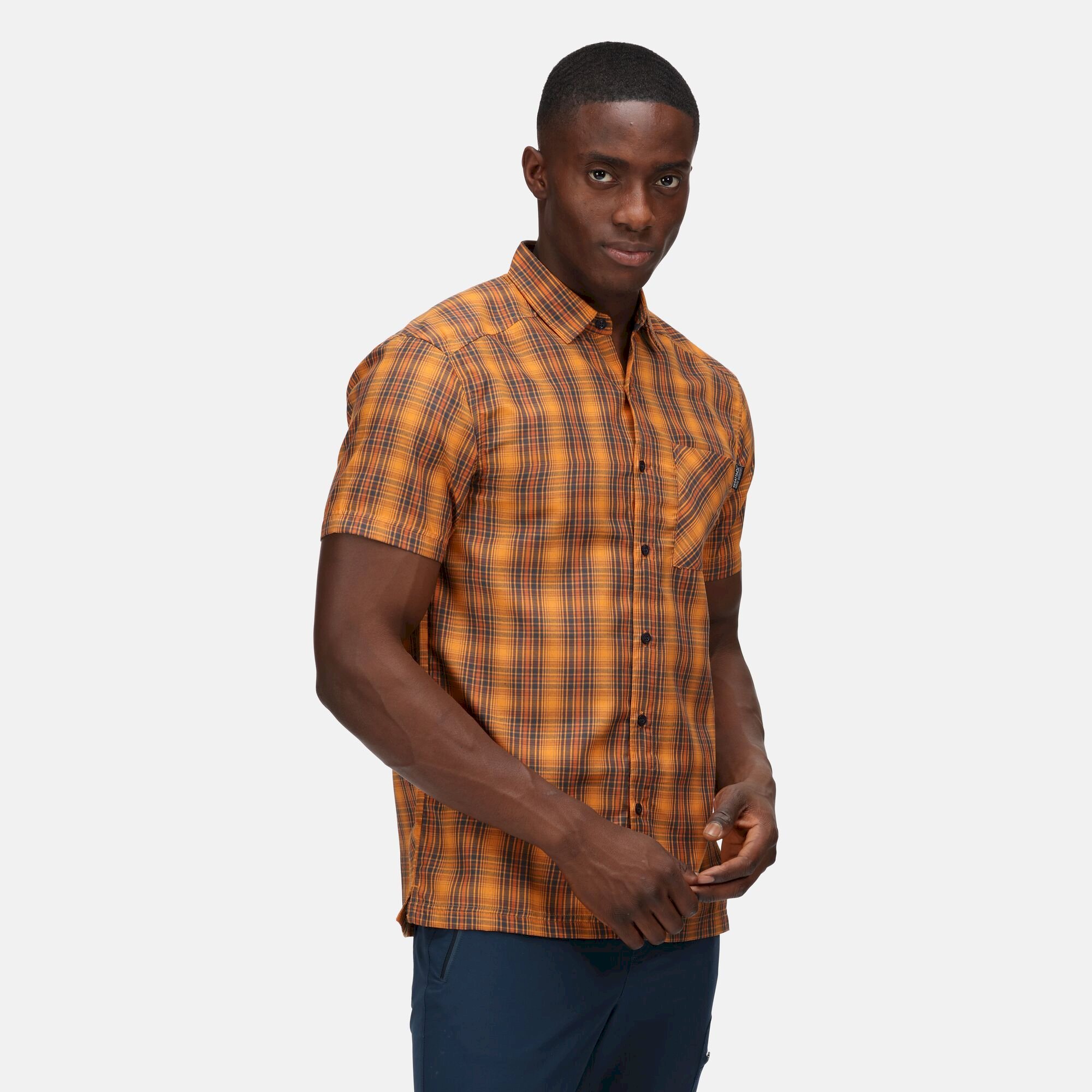 Men's Kalambo VI Short Sleeve Check Shirt | Flame Orange Check