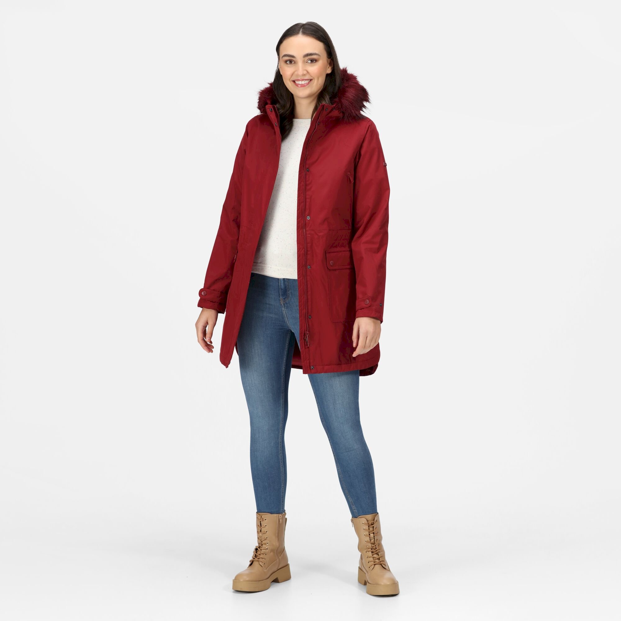 Women's Sabinka Fur Trim Parka Jacket | Cabernet