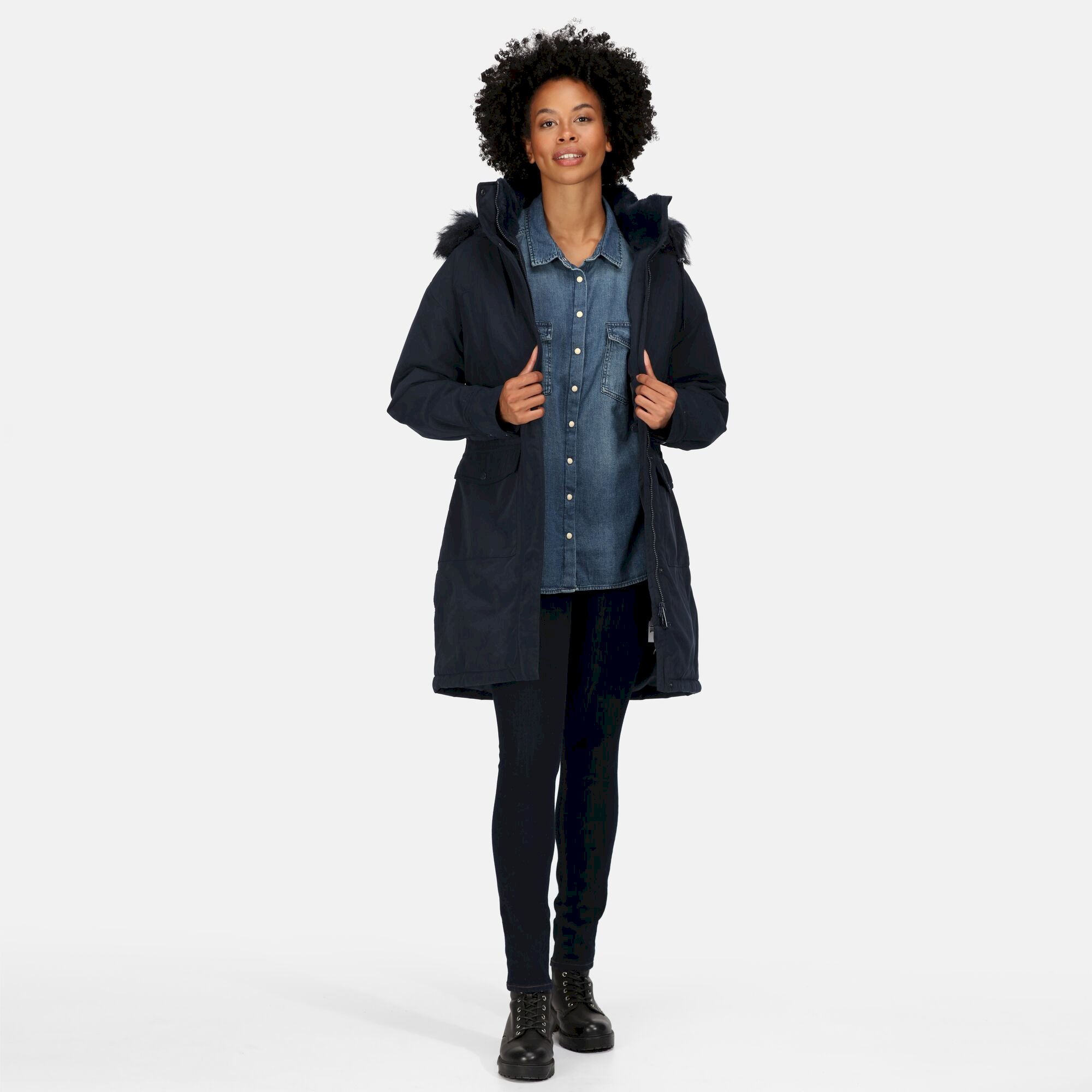 Women's Shiloh Fur Trim Parka Jacket | Navy