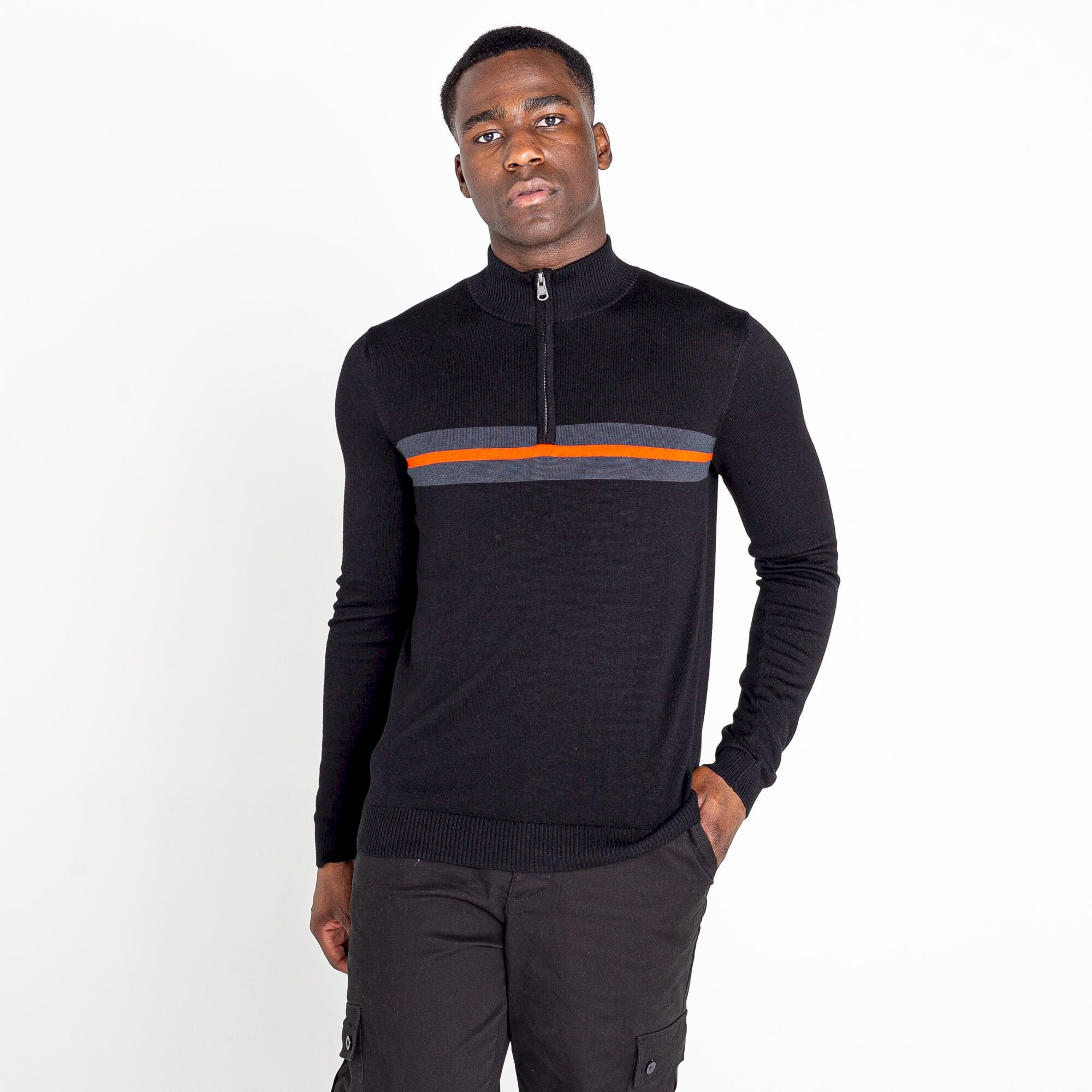 Dare 2b - Men's Unite Us Half Zip Knit Sweater | Black Amber Glow