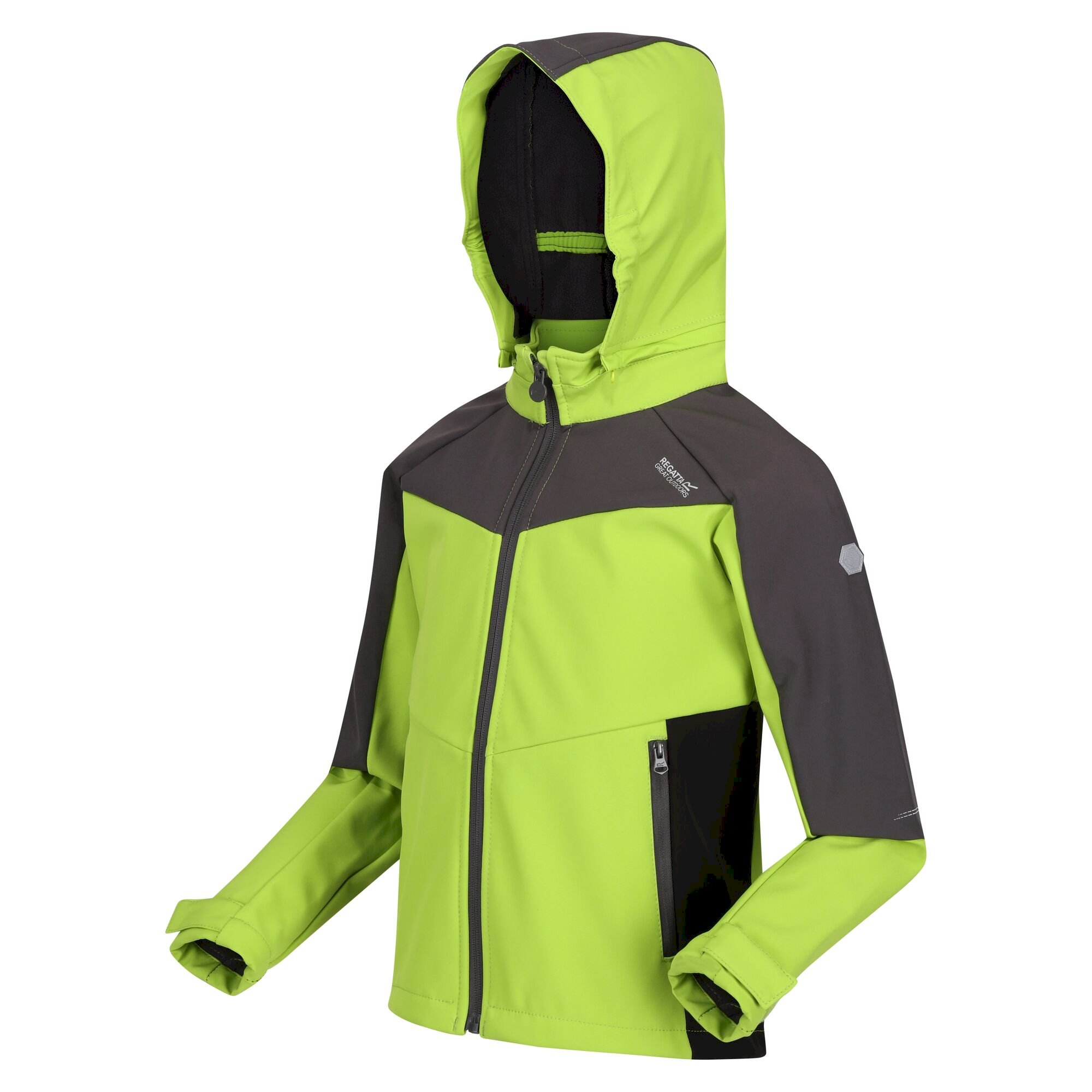 Kids Eastcott II Softshell Jacket | Bright Kiwi Dark Grey Black