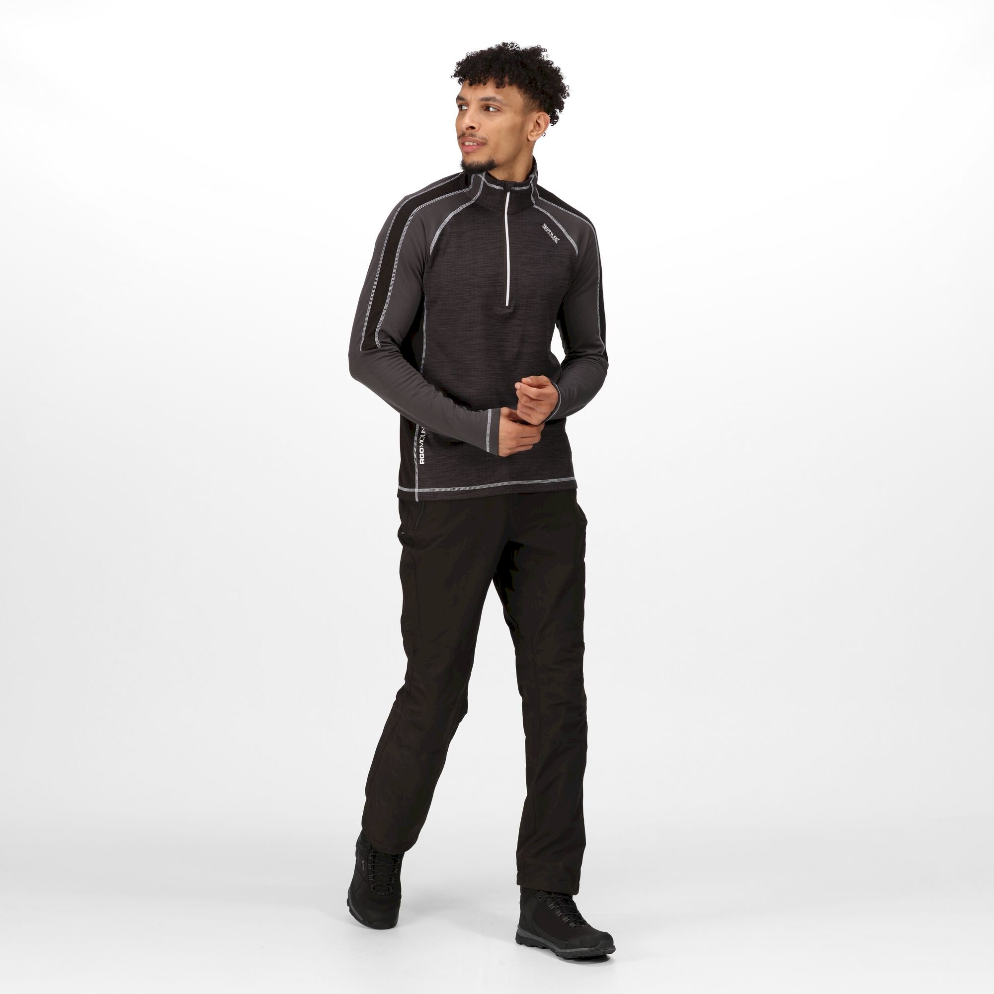 Men's Hepley Half Zip Lightweight Fleece | Ash Dark Grey Black