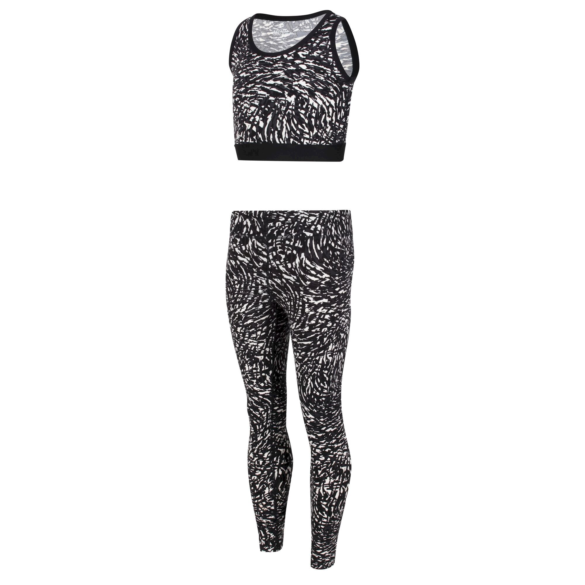 Kids' Atkin Top & Legging Active Set | Black White Animal