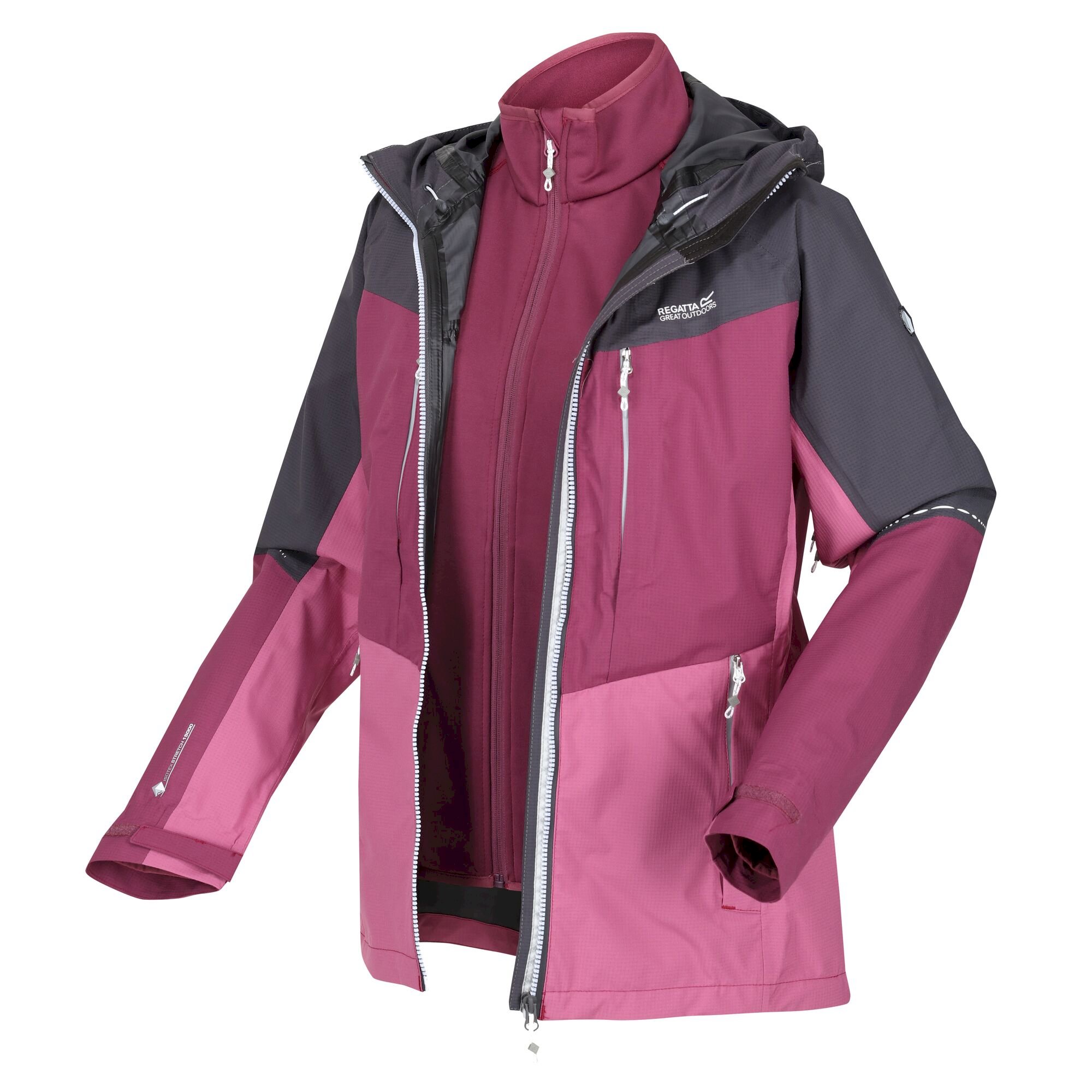 Women's Carletta VII 3-In-1 Waterproof Jacket | Seal Grey Amaranth Haze Violet