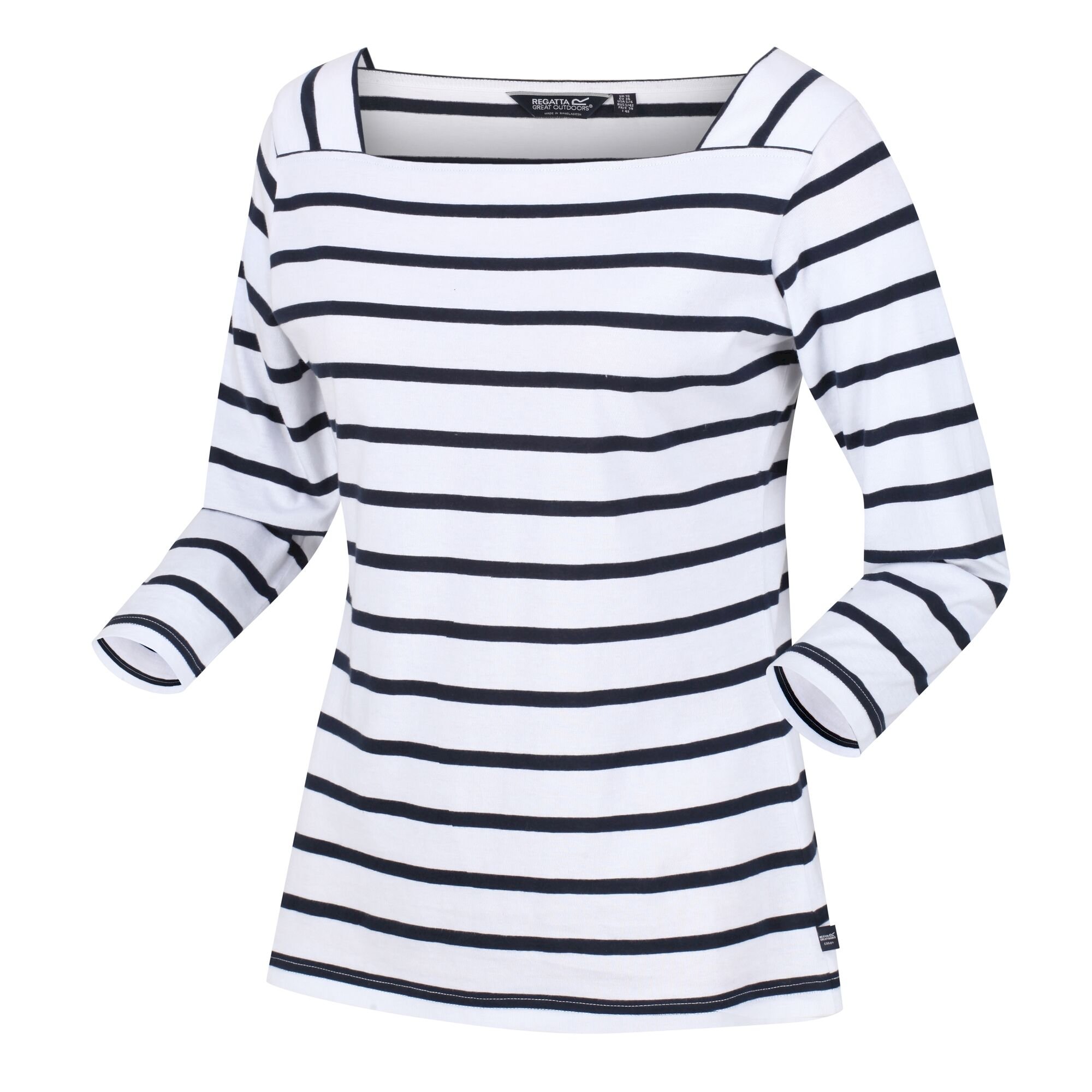 Women's Polexia Square Neck Top | White Navy Stripe