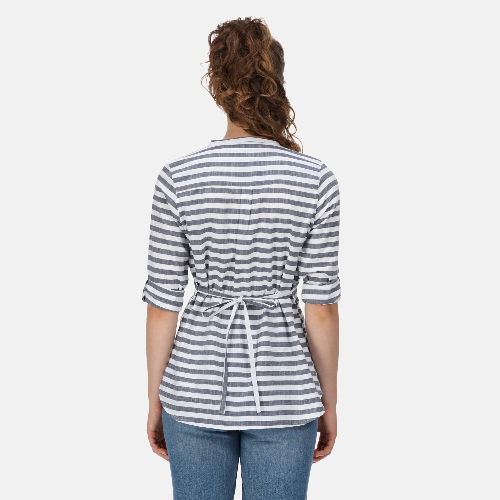 Women's Malaya Long Sleeve Shirt | White Navy Stripe
