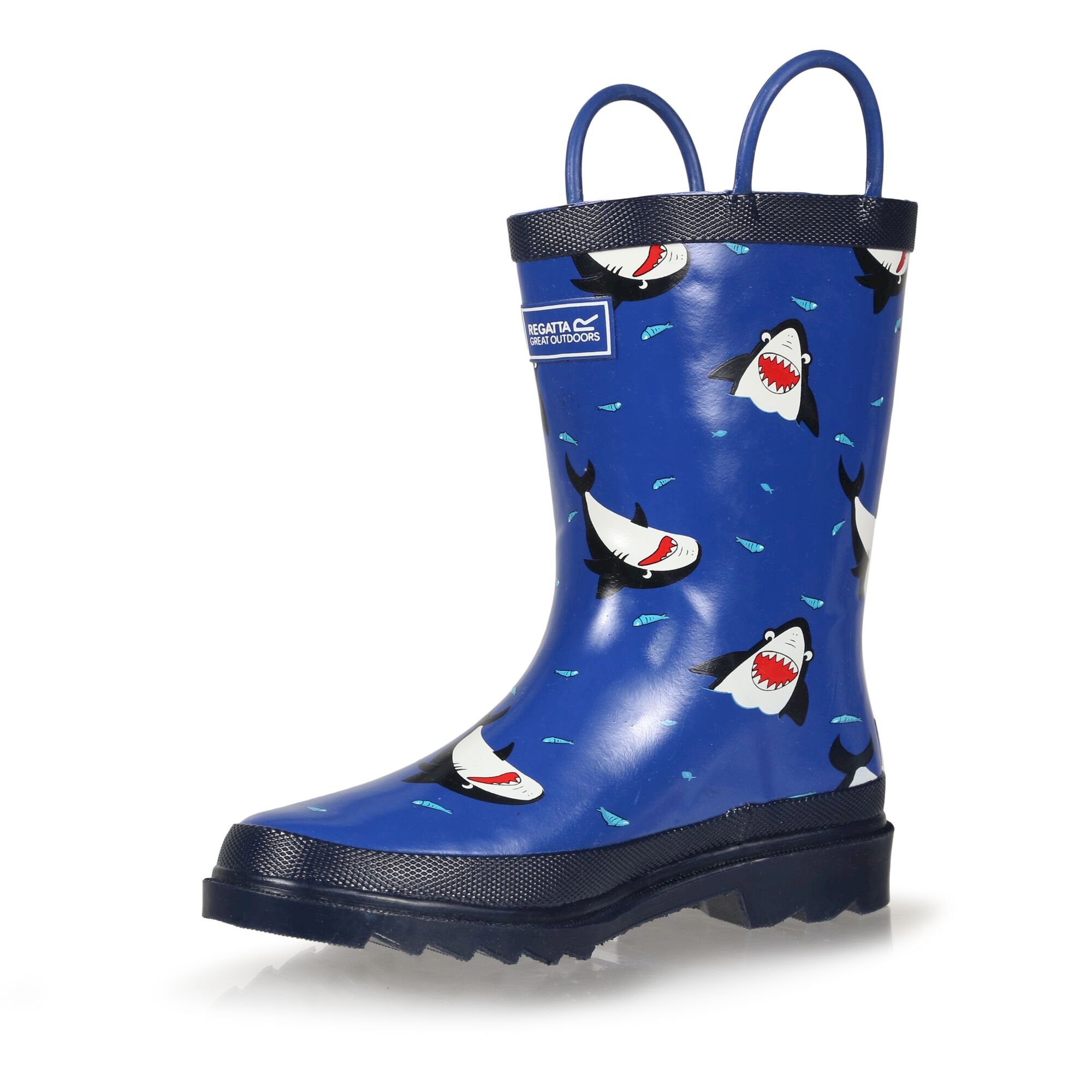 Kids Minnow Printed Wellies | Shark Nautical Blue
