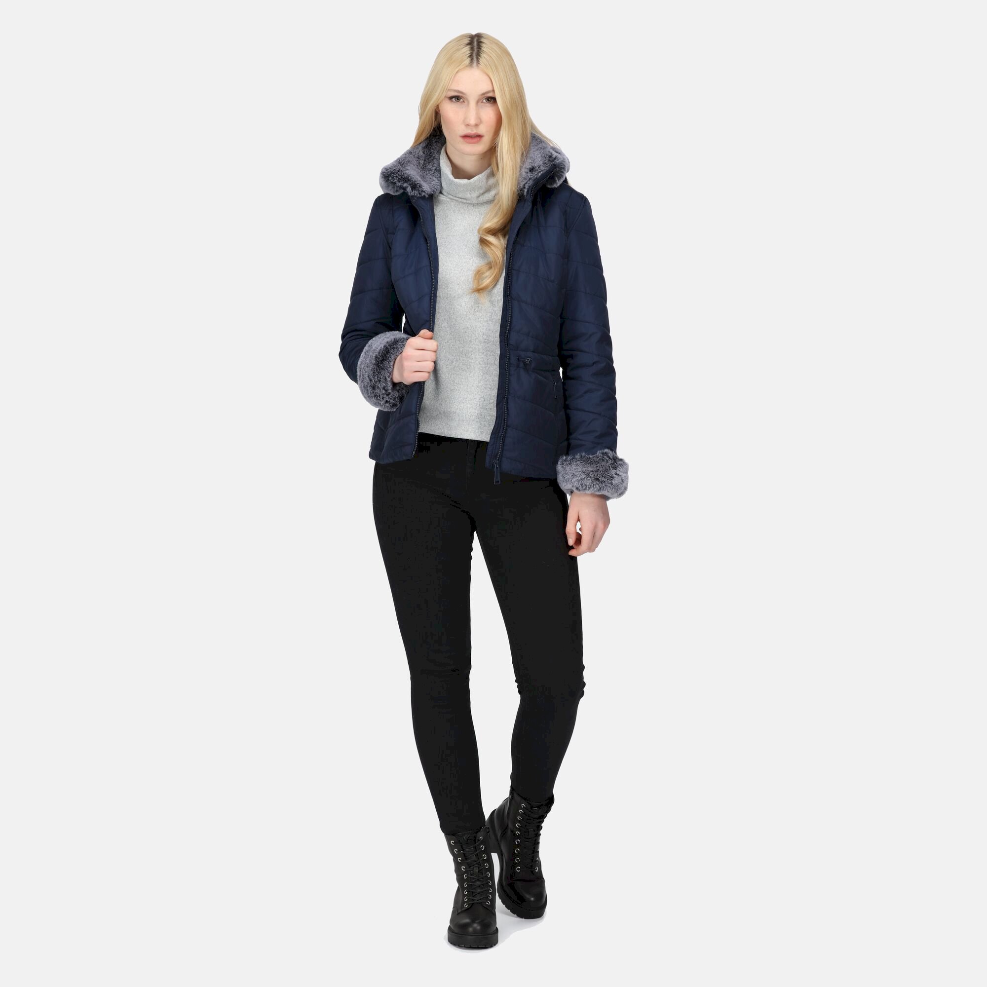Women's Willabella Fur Detail Jacket | Navy