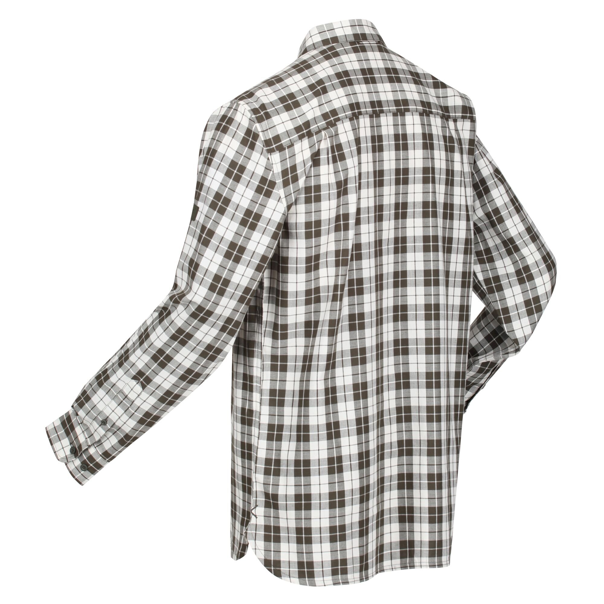 Men's Lance Long Sleeved Checked Shirt | Dark Khaki Check