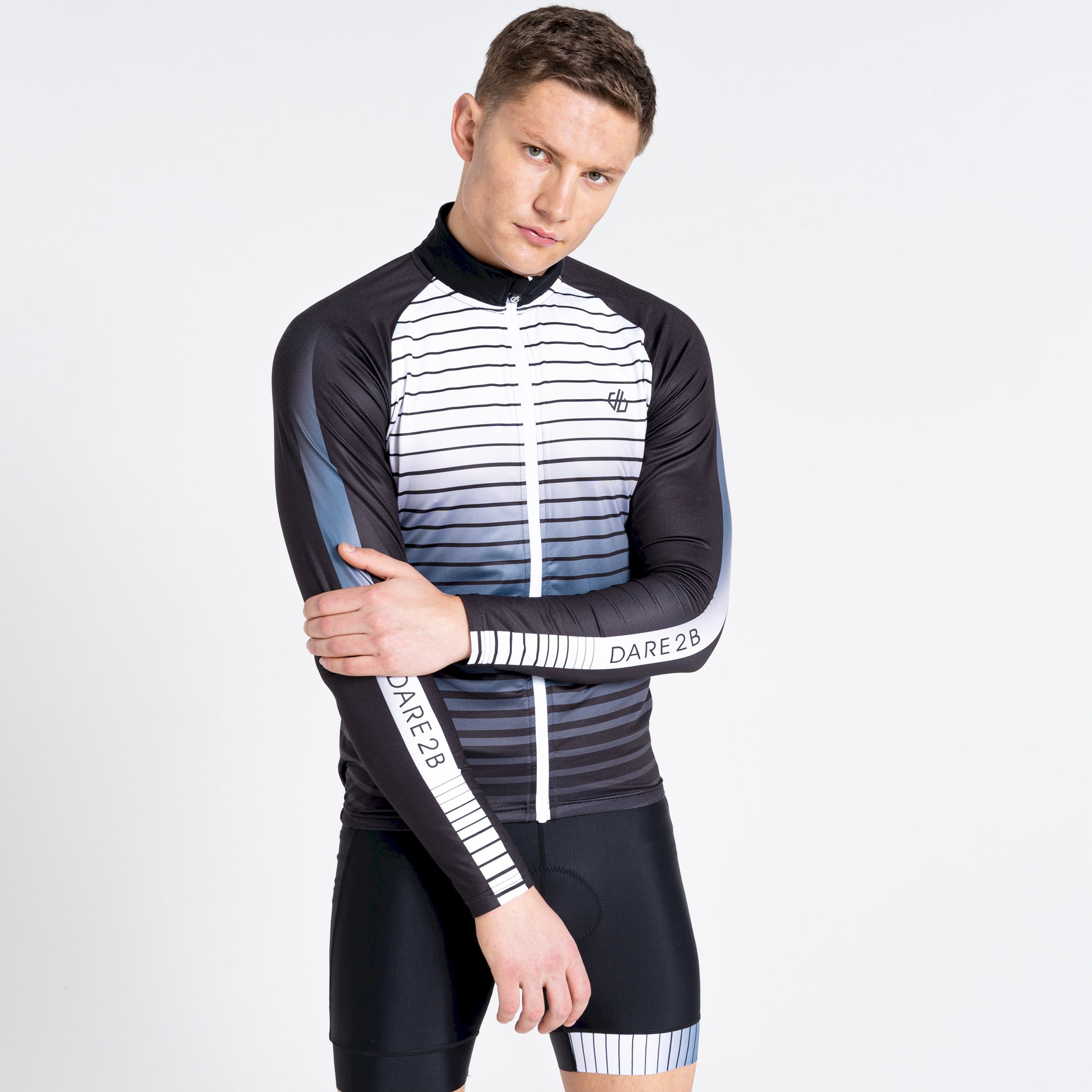 Dare 2b - Men's AEP Virtuous Long Sleeved Cycling Jersey | Black Underlined Print
