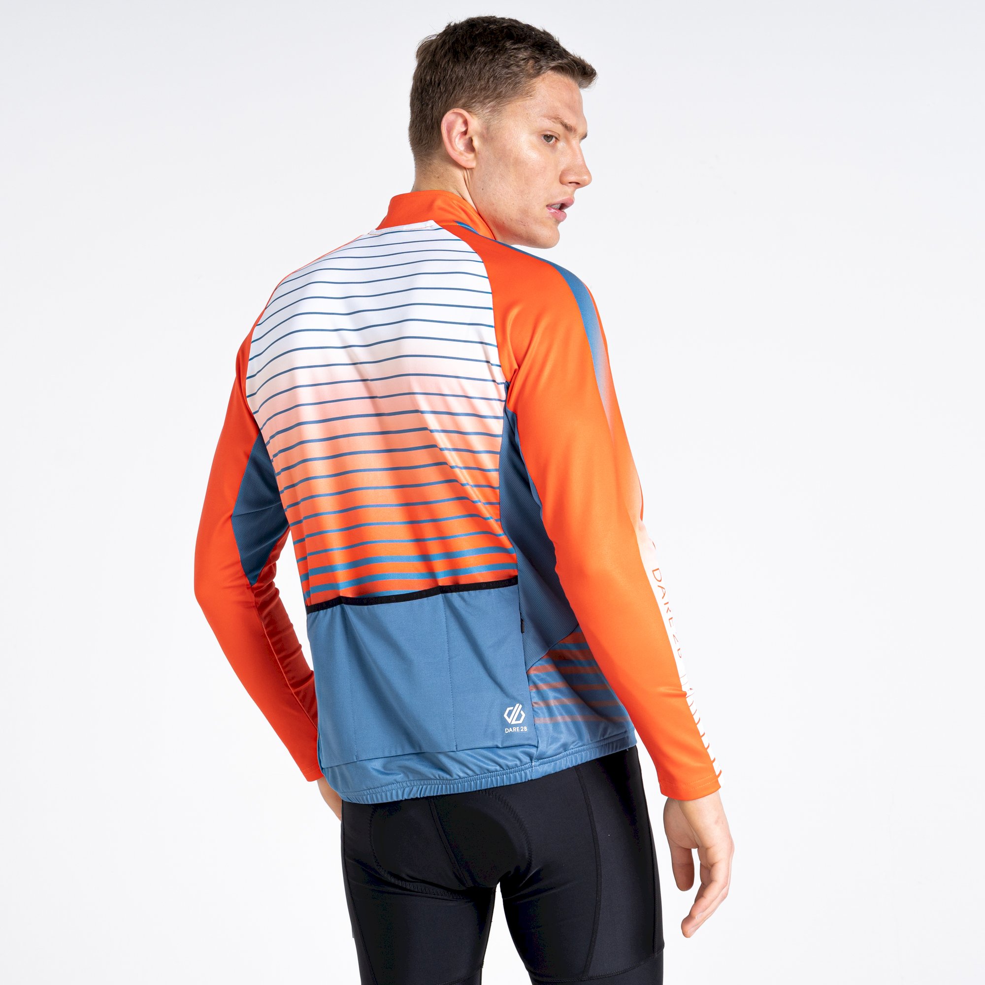 Dare 2b - Men's AEP Virtuous Long Sleeved Cycling Jersey | Stellar Blue Underlined Print