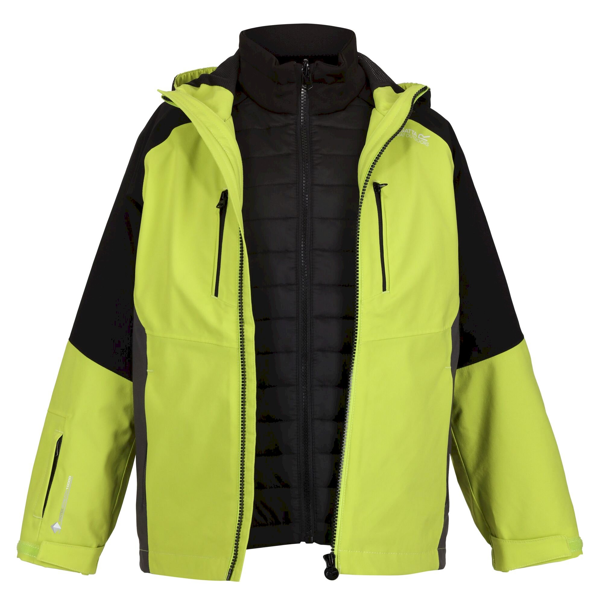 Kids' Hydrate VII 3-In-1 Waterproof Jacket | Bright Kiwi Black