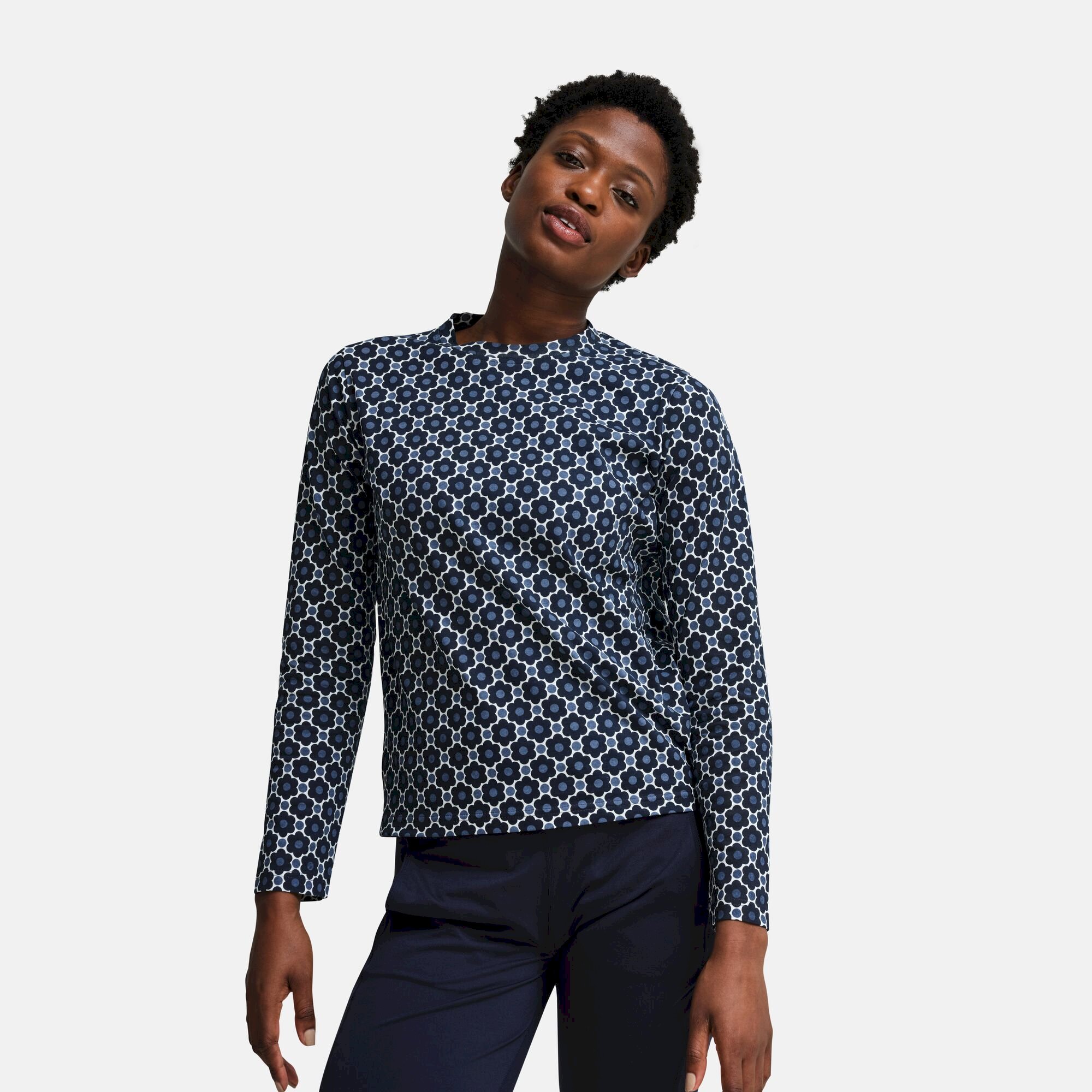 Orla Kiely Long Sleeve Winter Tee | Flower Pop Navy