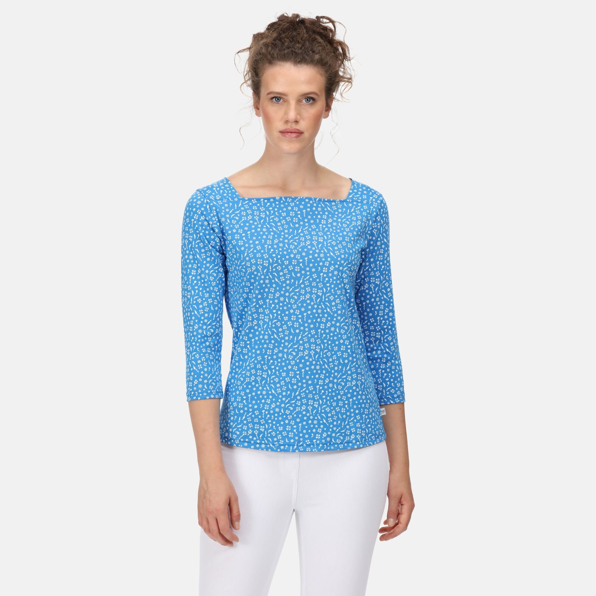 Women's Polexia Square Neck Top | Sonic Blue Ditsy