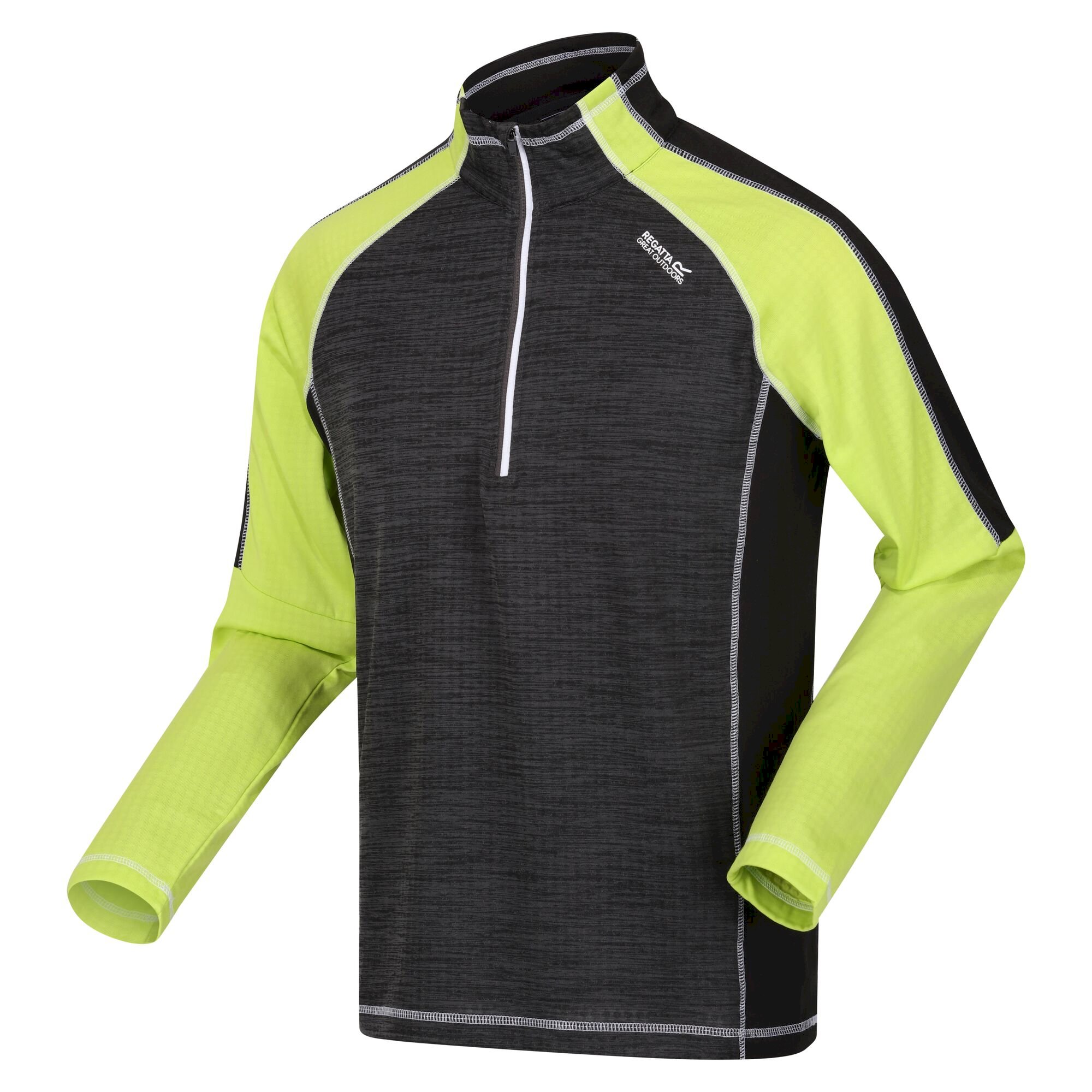 Men's Hepley Half Zip Lightweight Fleece | Dark Grey Black Bright Kiwi