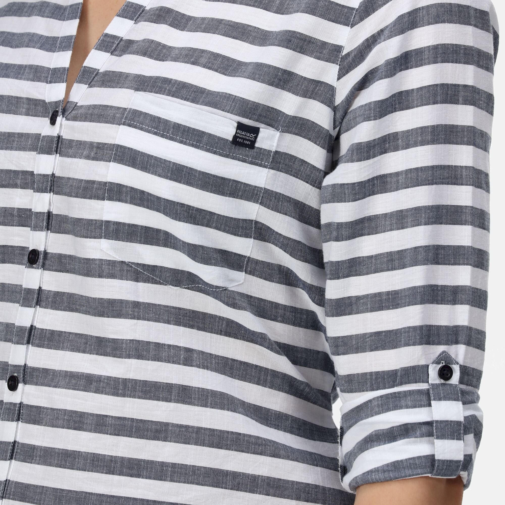 Women's Malaya Long Sleeve Shirt | White Navy Stripe