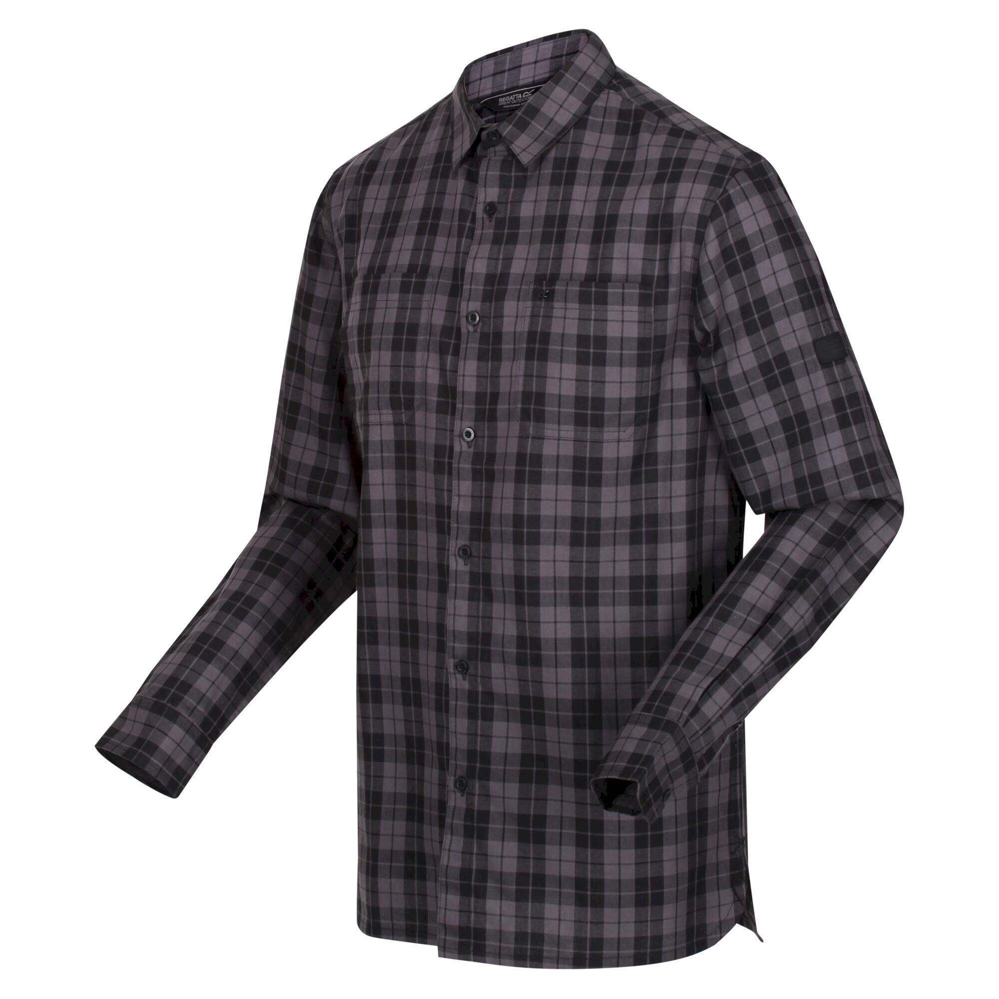 Men's Lance Long Sleeved Checked Shirt | Black Dark Grey Check